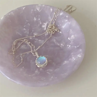 Moonstone Necklace - Round Cut Pendant