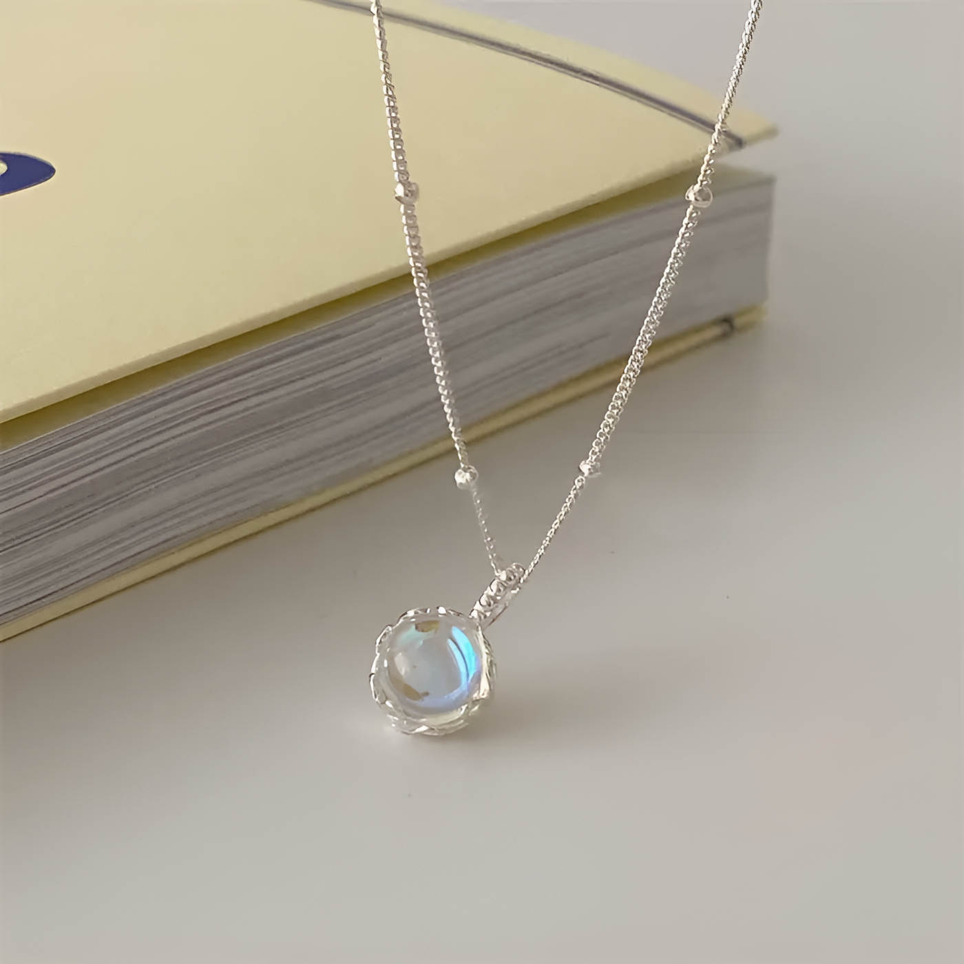 Moonstone Necklace - Round Cut Pendant