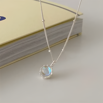Moonstone Necklace - Round Cut Pendant