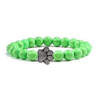 Beaded Paw Bracelet – Natural Stone Design