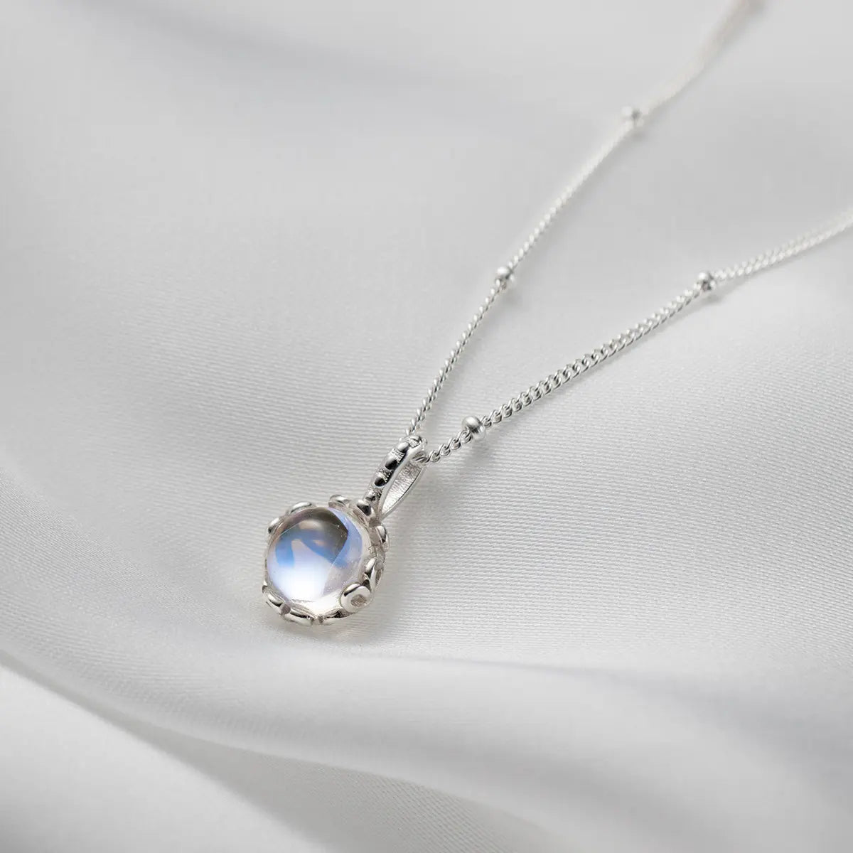 Moonstone Necklace - Round Cut Pendant