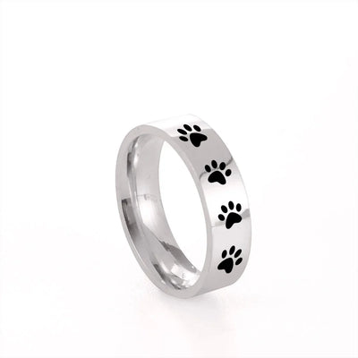 Handcrafted Paw Print Ring in Stainless Steel