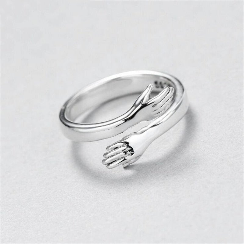 Customizable Silver Embrace Ring