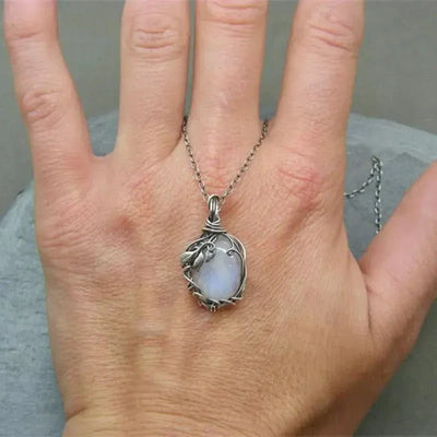 Moonstone Necklace - Wire Pendant