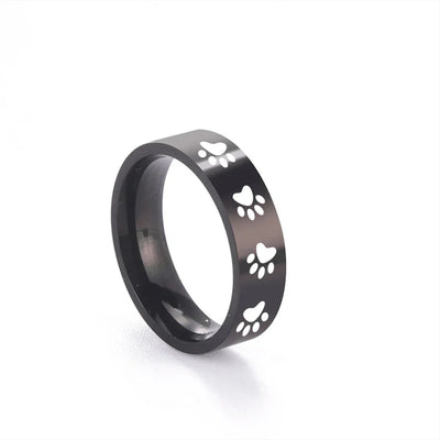 Handcrafted Paw Print Ring in Stainless Steel