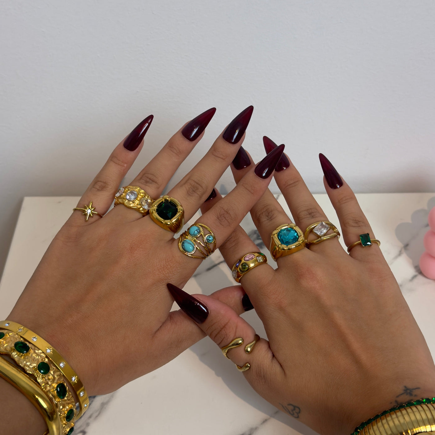 Geometric Blue Tiger Eye Ring