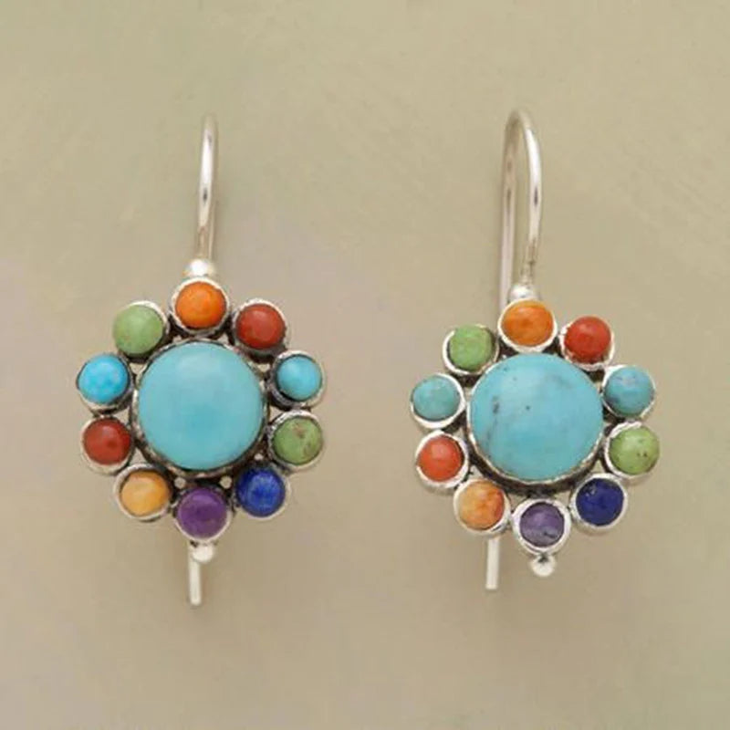 Vibrant Turquoise Circle Earrings