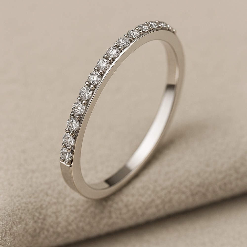 Moissanite Wedding Band | White Gold