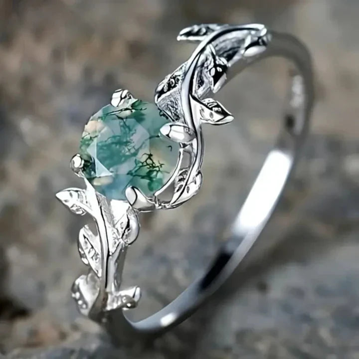 Timeless Green Gem Silver-Plated Ring
