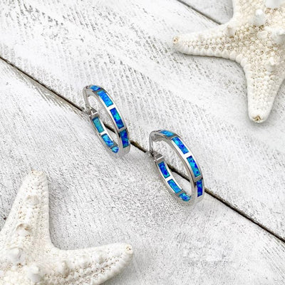 Ocean-Inspired Silver Opal Earrings