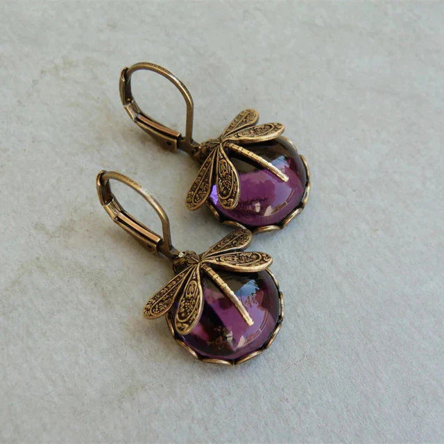 Antique Gold Blue Gemstone Earrings