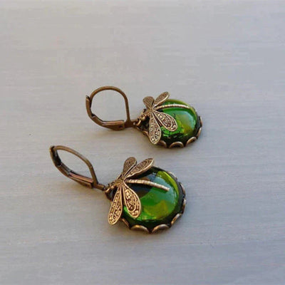 Antique Gold Dragonfly Earrings