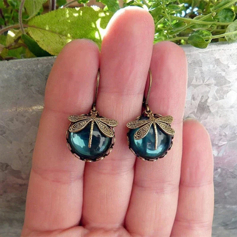 Antique Gold Blue Gemstone Earrings