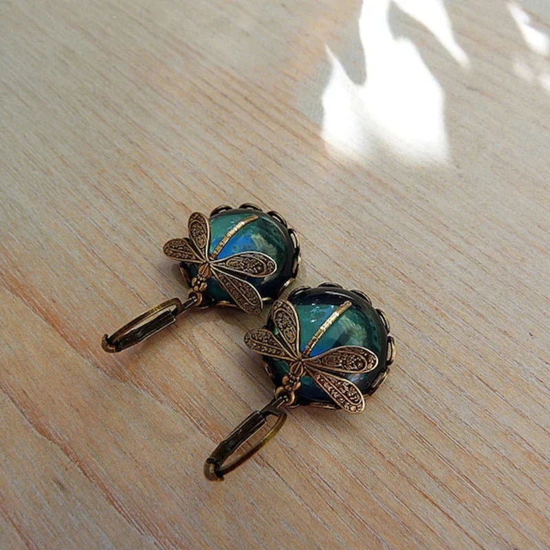 Antique Gold Blue Gemstone Earrings