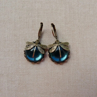 Antique Gold Blue Gemstone Earrings
