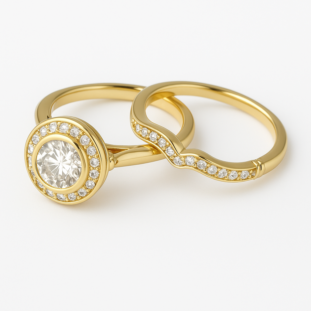 Retro Gold & Gem Ring Set
