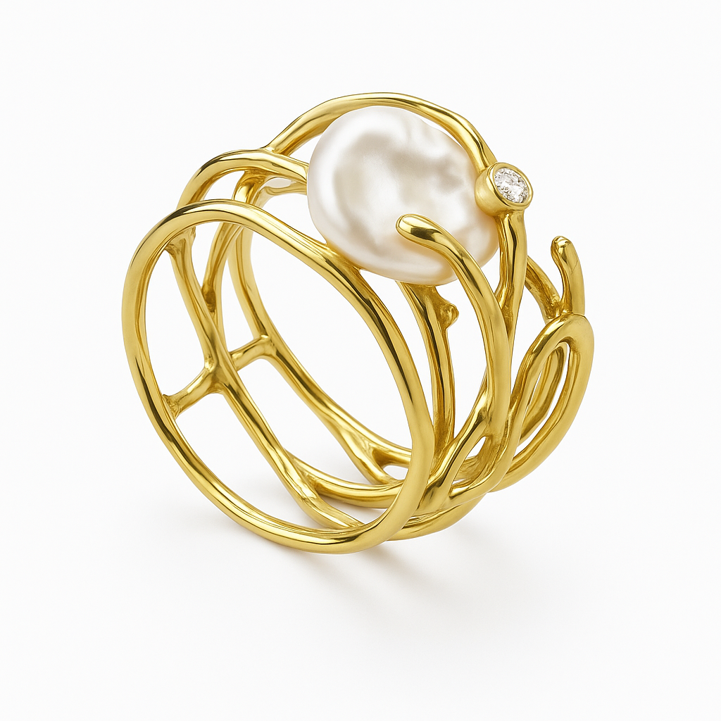 Retro Pearl Gold Ring