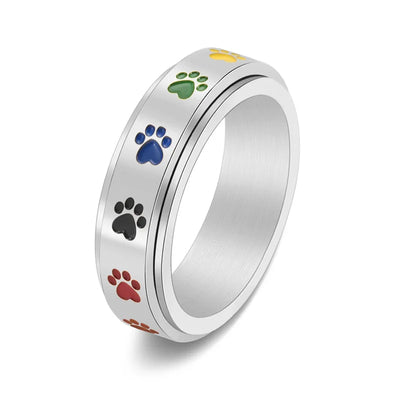 Rotatable Anti-Stress Ring with Paws with Rainbow Colors