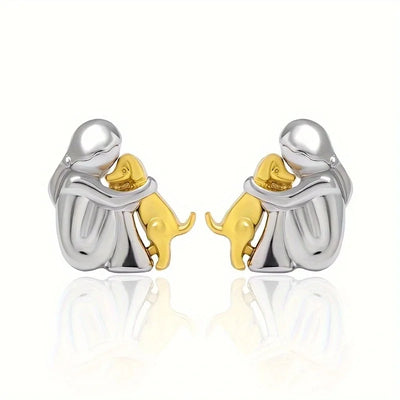 Sweet Two-Tone Hugging Earrings