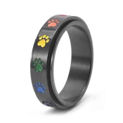 Rotatable Anti-Stress Ring with Paws with Rainbow Colors