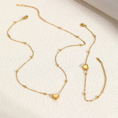 Stainless Steel Heart Pendant Set