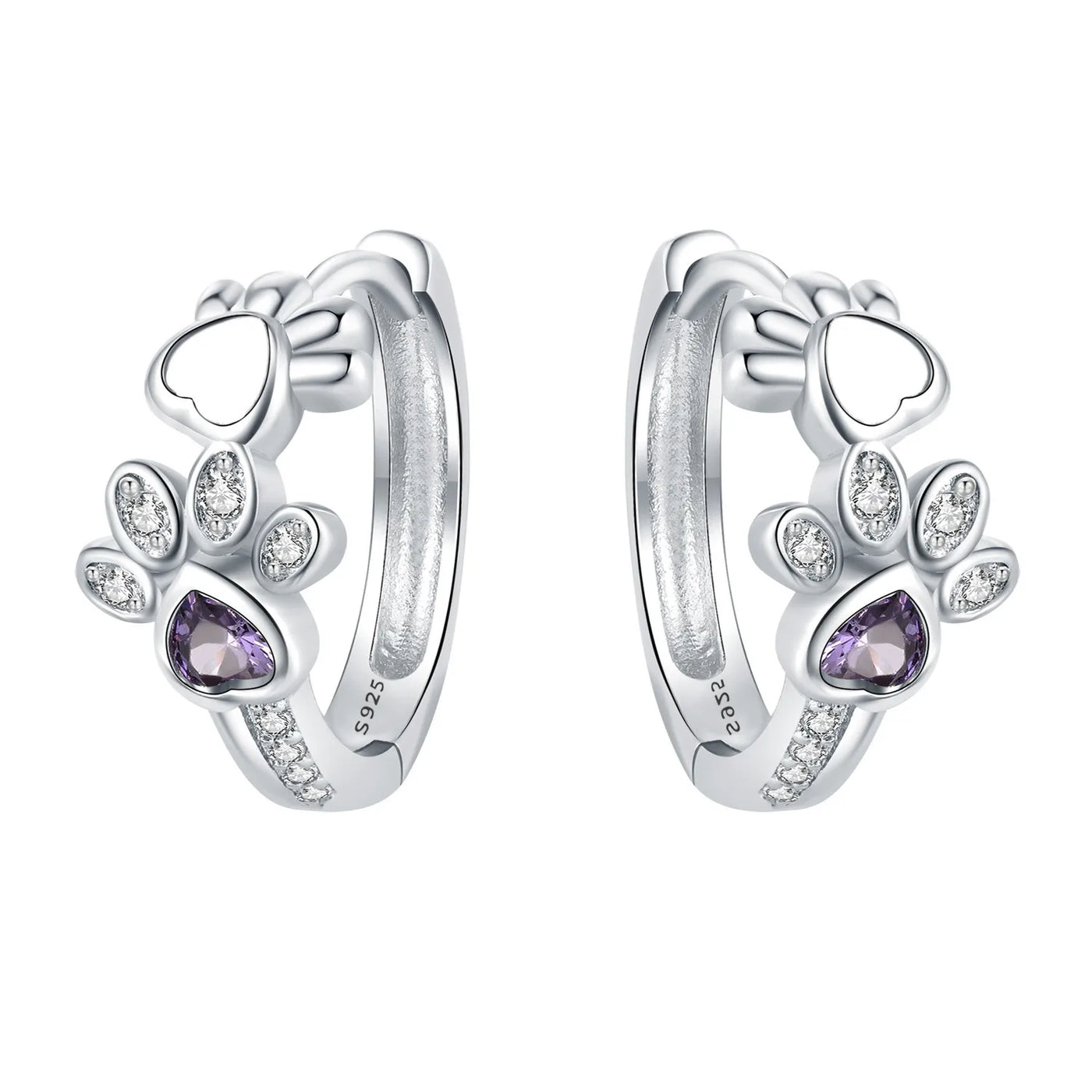 Paw Hoop Earrings  – Zirconia & Heartstone Jewelry for Women