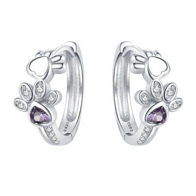 Paw Hoop Earrings  – Zirconia & Heartstone Jewelry for Women