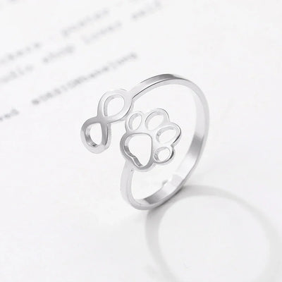 Adjustable Infinity Paw Ring – Stainless Steel