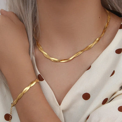 Timeless Gold-Plated Necklace and Bracelet Set