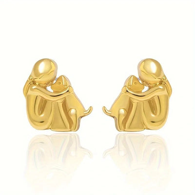 Sweet Two-Tone Hugging Earrings