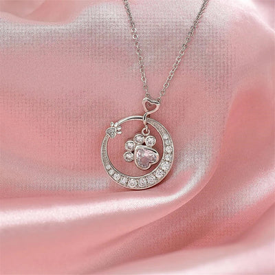 Cute Dog Paw Necklace with Zirconia