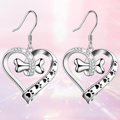 2-Piece Jewelry Set with Paw, Heart & Bone Charms