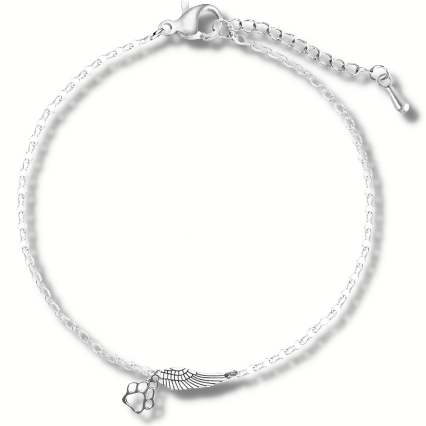 Memorial Bracelet with Angel Wings & Paw Print | Handmade