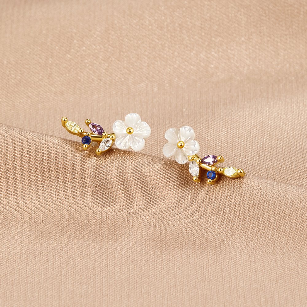 Crystal White Flower Earrings