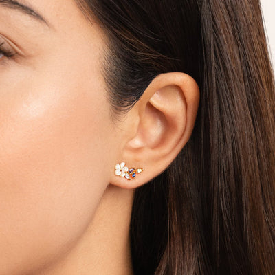 Crystal White Flower Earrings