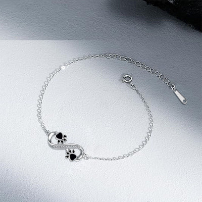 Infinite Symbol Pendant Pet Paw Bracelet with Zirconia