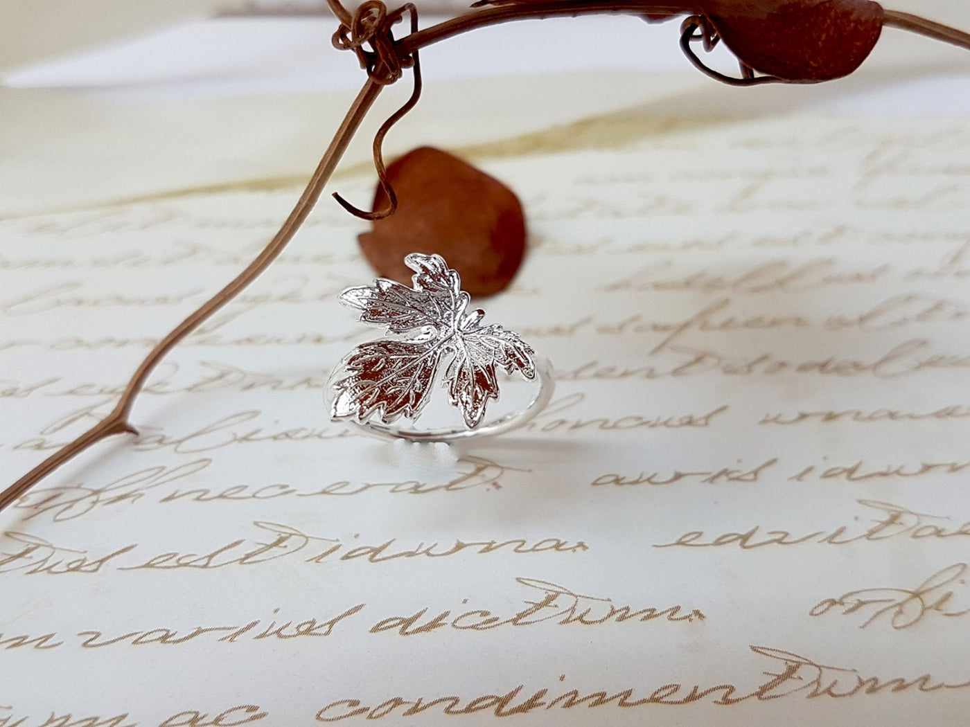 Dainty Leaf Silver Ring: Autumn Jewelry
