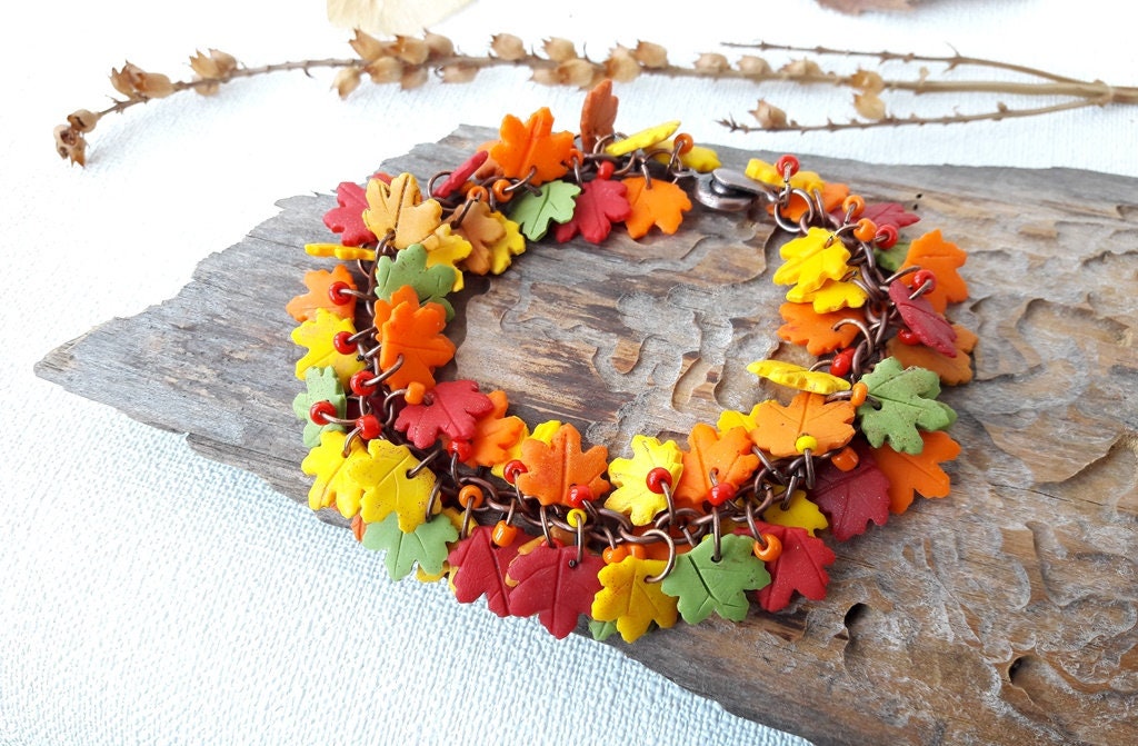 Autumn Maple Leaf Charm Bracelet