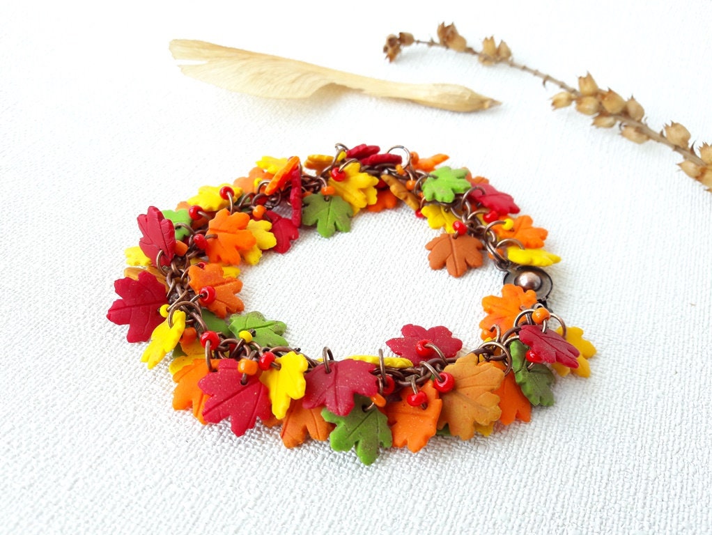 Autumn Maple Leaf Charm Bracelet