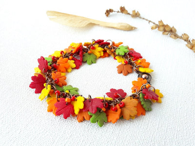 Autumn Maple Leaf Charm Bracelet