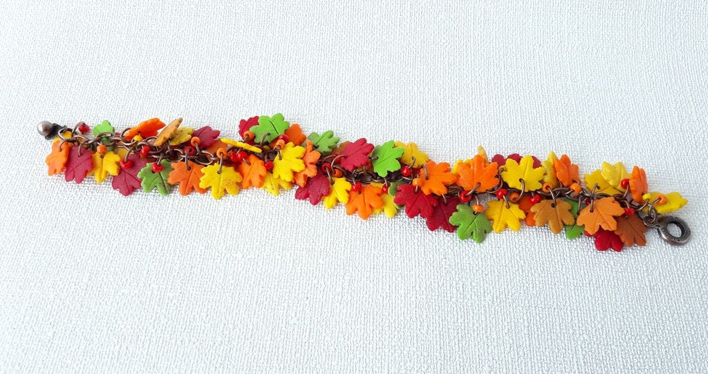 Autumn Maple Leaf Charm Bracelet