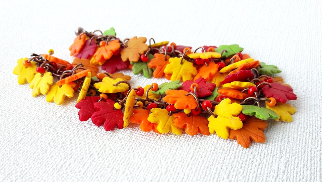 Autumn Maple Leaf Charm Bracelet