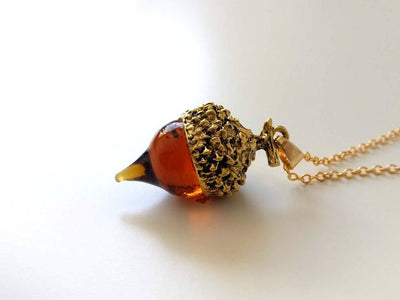 Gold Acorn Charm Necklace