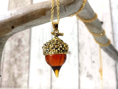Gold Acorn Charm Necklace