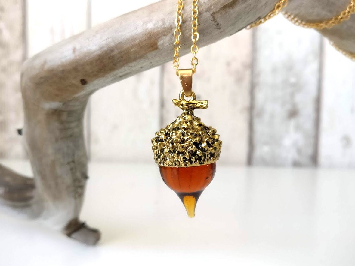 Gold Acorn Charm Necklace