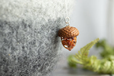 Real Acorn Silver Necklace