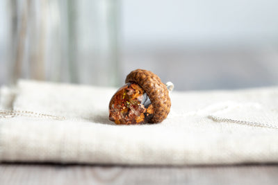Real Acorn Silver Necklace