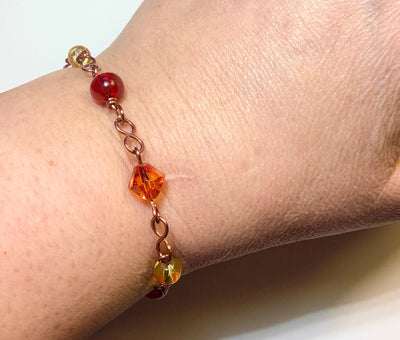 Copper Oak Leaf Clasp Bracelet