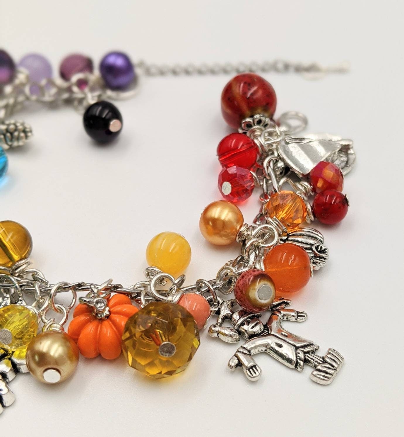 Adjustable Rainbow Autumn Charm Bracelet