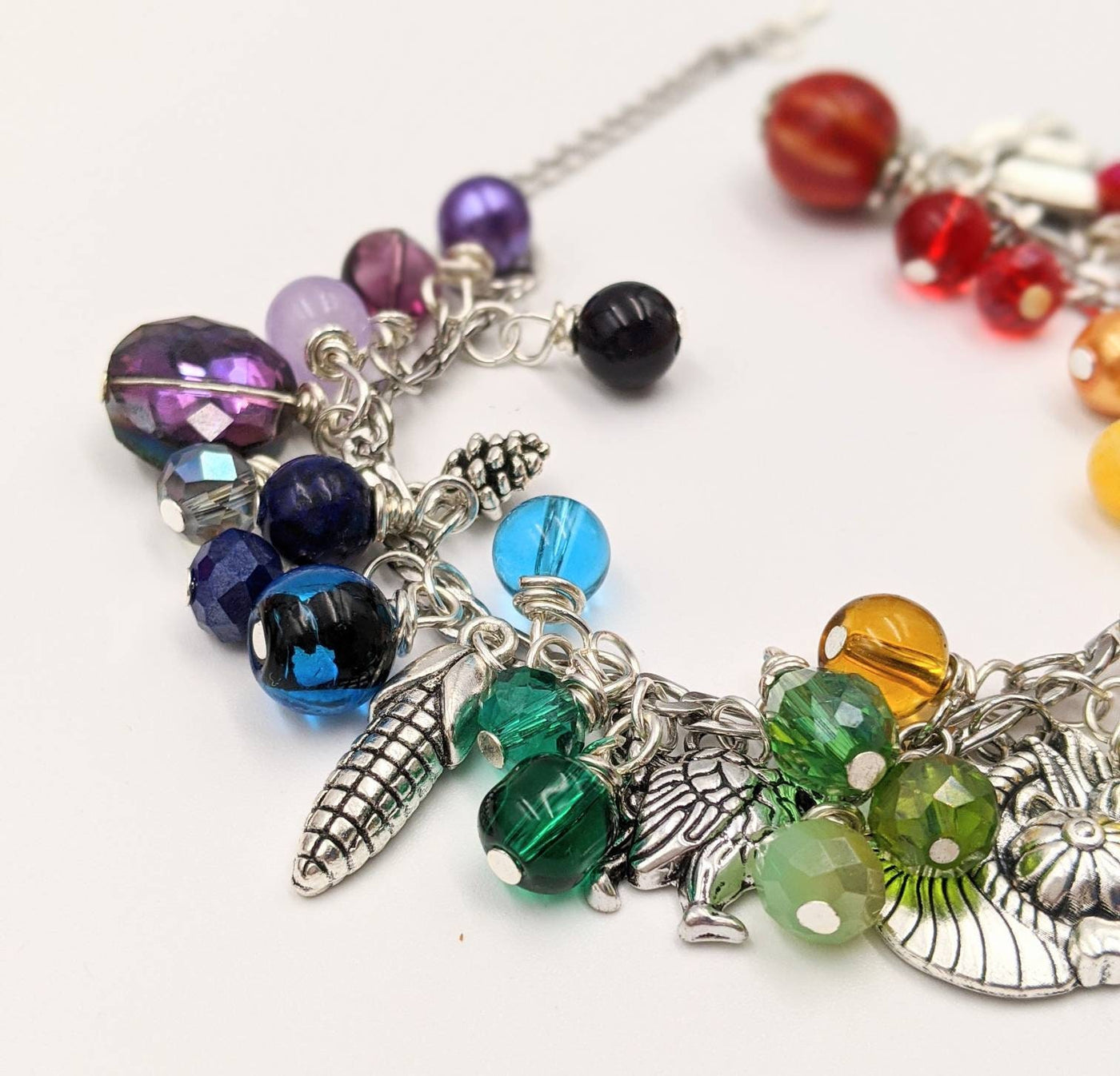 Adjustable Rainbow Autumn Charm Bracelet
